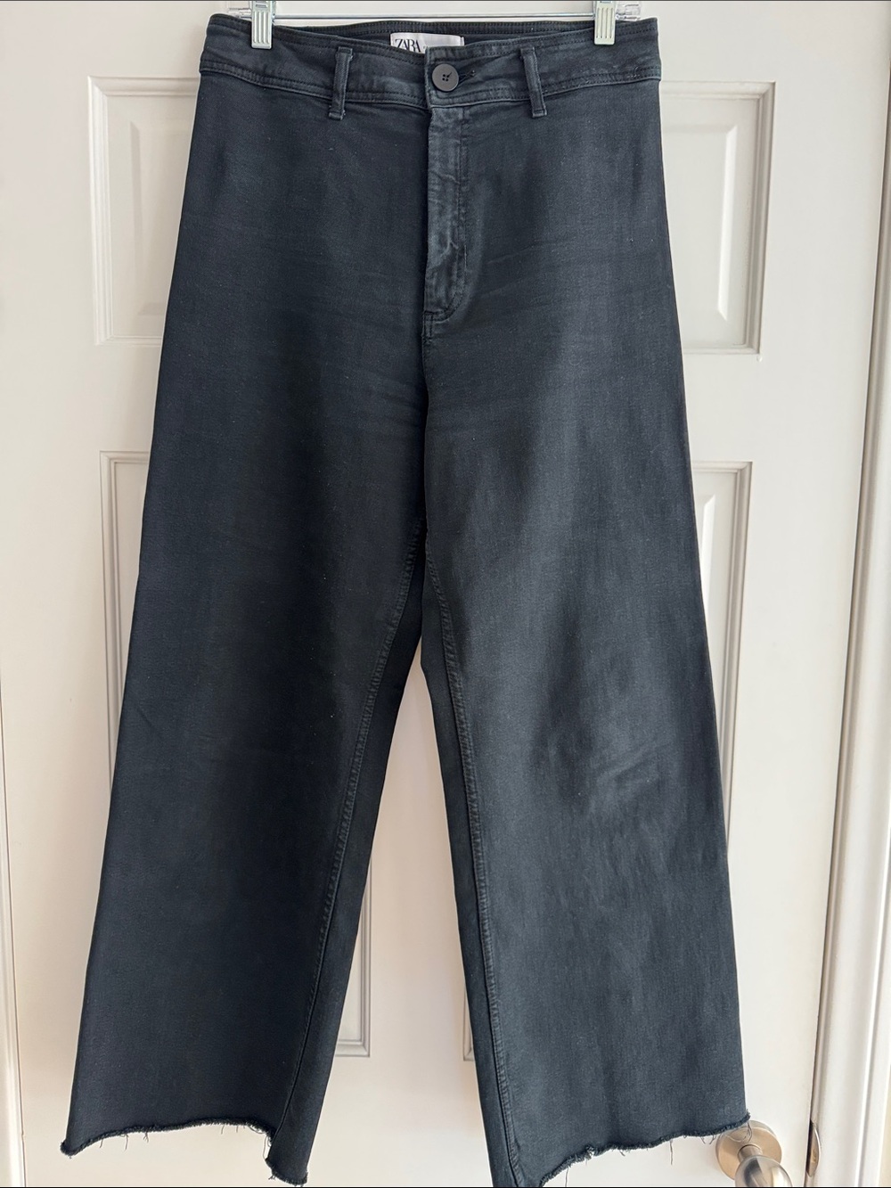 Zara Women's Marine Black Relaxed Wide-Leg Pants Sz: 10